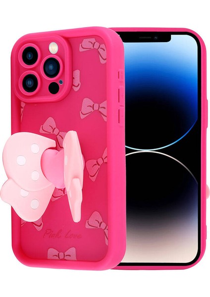 Apple iPhone 14 Pro Kılıf Kamera Korumalı Figür Tasarımlı Iksp Kapya Kapak-Pembe Açık
