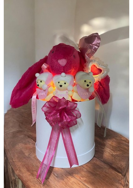 LED Işıklı Özel Kutuda Uyku Arkadaşı Bunny Peluş Tavşan ile Yeni Doğan Hediye Seti- Babyshower, Yenidoğan Hediyesi fırsatları