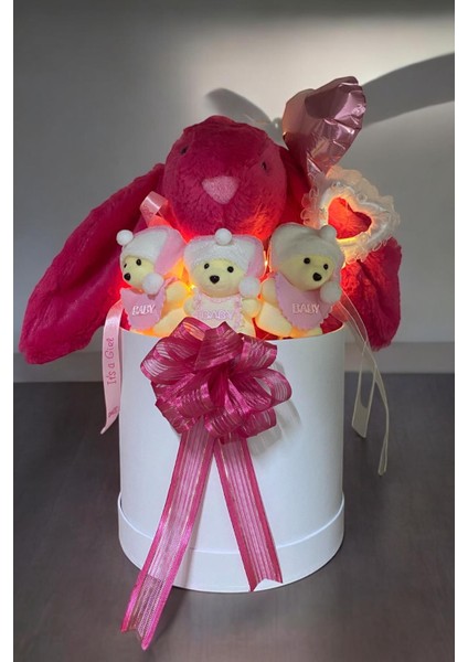 LED Işıklı Özel Kutuda Uyku Arkadaşı Bunny Peluş Tavşan ile Yeni Doğan Hediye Seti- Babyshower, Yenidoğan Hediyesi indirimleri