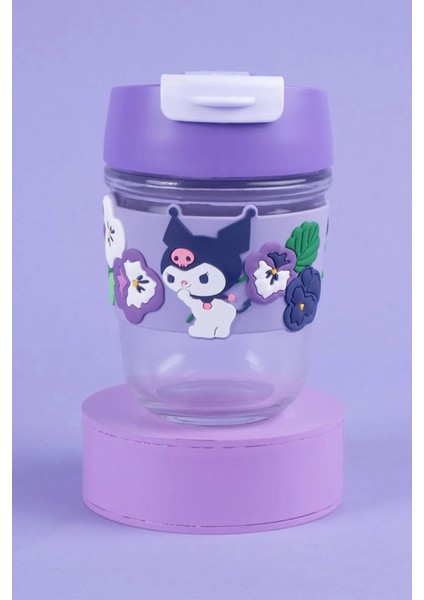 Sanrio Lisanslı Pipetli Mini Cam Şişe (350ML) - Kuromi fırsatları