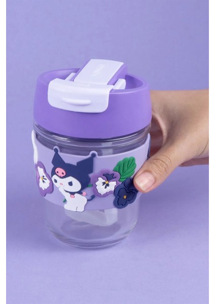 Sanrio Lisanslı Pipetli Mini Cam Şişe (350ML) - Kuromi indirimleri