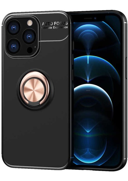 iPhone 13 Pro Max Uyumlu Iksp Ravel Silikon Kapak-Siyah-Rose Gold