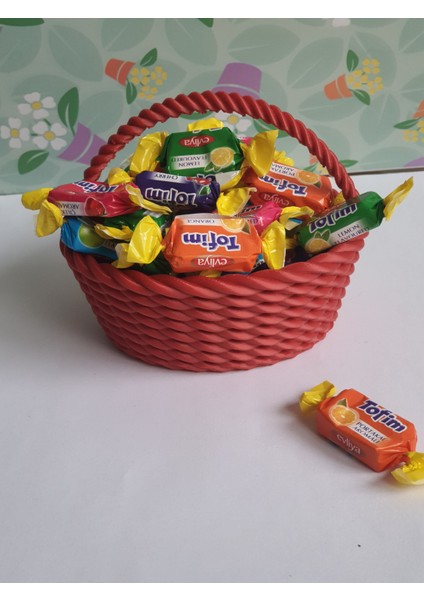 Rustik Sepet Formlu Doğa Dostu Şekerlik ve Sunumluk