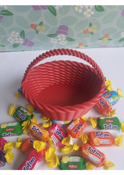 Rustik Sepet Formlu Doğa Dostu Şekerlik ve Sunumluk