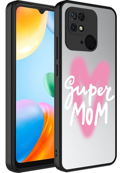 Xiaomi Redmi 10C Kılıf Aynalı Desenli Kamera Korumalı Parlak Iksp Mirror Kapak-Süper Anne