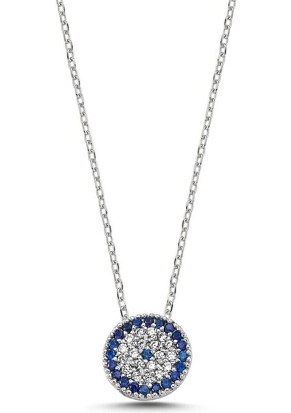 925 Ayar Gümüş Zirkon Taşlı Sosyete Gözü Kolye - Anneler Günü