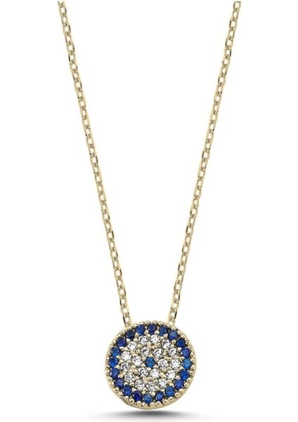 925 Ayar Gümüş Zirkon Taşlı Sosyete Gözü Kolye - Anneler Günü