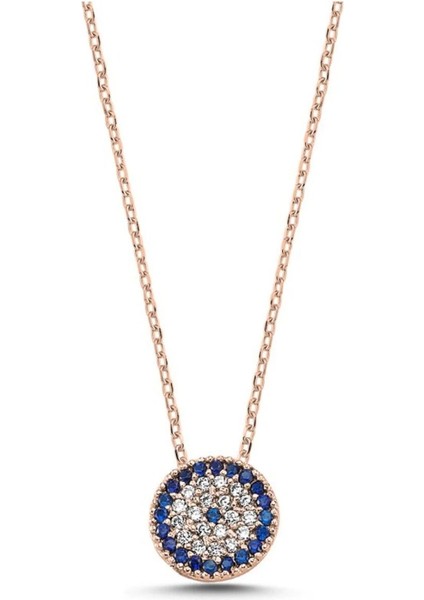 925 Ayar Gümüş Zirkon Taşlı Sosyete Gözü Kolye - Anneler Günü