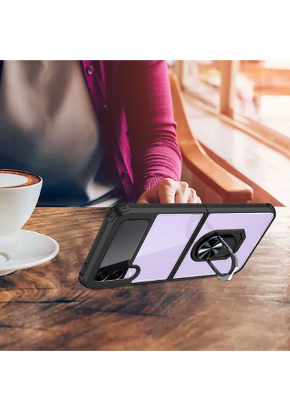 Galaxy Z Flip 3 Kılıf Iksp Mola Kapak-Siyah fırsatları