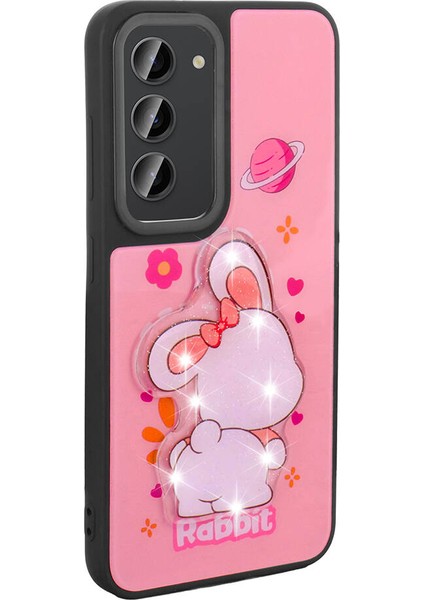 Galaxy S23 Kılıf Parlayan Kabartmalı Ikonik Figürlü Iksp Amas Silikon Kapak-Pembe fırsatları