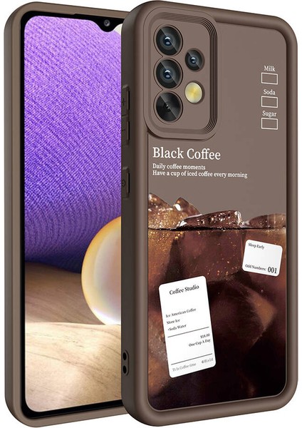 Samsung Galaxy A32 4g Kılıf Kamera Korumalı Baskılı Arka Yüzey Klas Kapak-Siyah modelleri