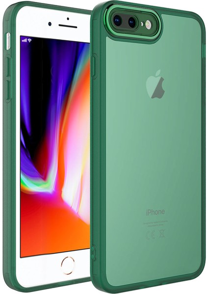 Apple iPhone 7 Plus Kılıf Kamera Korumalı Transparan Post Kapak-Koyu Yeşil