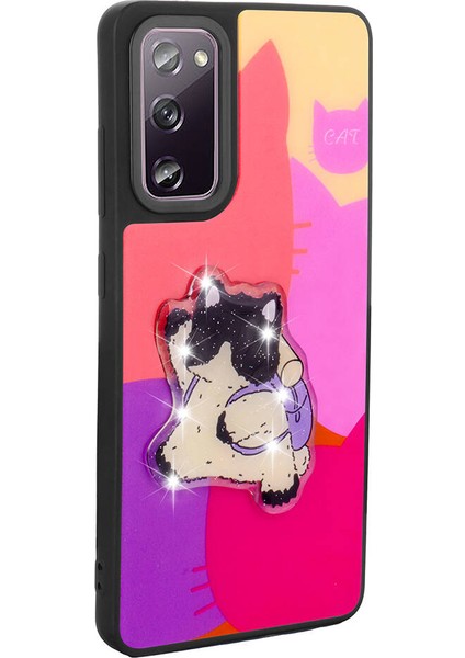 Galaxy S20 Fe Kılıf Parlayan Kabartmalı Ikonik Figürlü Iksp Amas Silikon Kapak-Beyaz modelleri