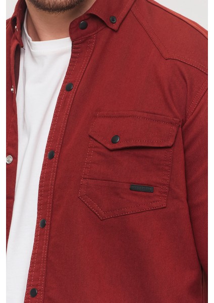 Erkek Mint Slim Fit Dar Kalıp Pamuklu Kot Gömlek