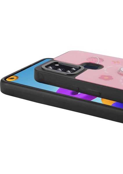 Galaxy A21S Kılıf Parlayan Kabartmalı Ikonik Figürlü Iksp Amas Silikon Kapak-Mor modelleri