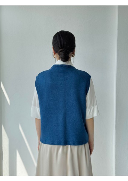 Tasarım Doğa Temalı Yelek Kadın Indigo modelleri