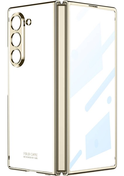 Samsung Galaxy Z Fold 6 Kılıf Full Camlı Kıpta Kapak-Gold