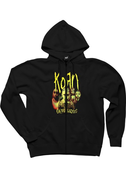 Korn Untouchables Siyah Fermuarlı Kapşonlu Sweatshirt