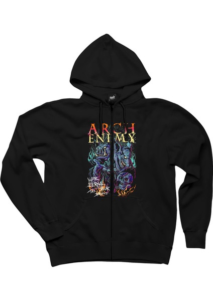 Arch Enemy War Eternal Your Tokyo Sacrifice Siyah Fermuarlı Kapşonlu Sweatshirt
