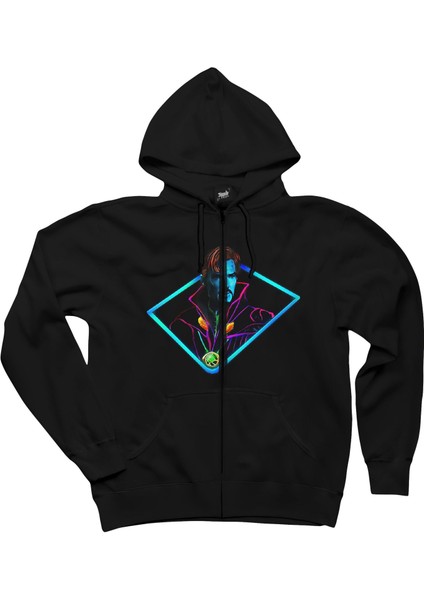 Dr. Strange Arcade Siyah Fermuarlı Kapşonlu Sweatshirt