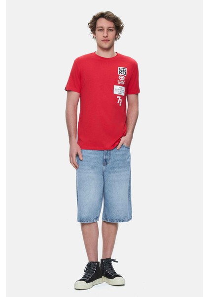 Tomlınson Kırmızı Bisiklet Yaka Baskılı Standard Fit Erkek Tshirt fiyatları