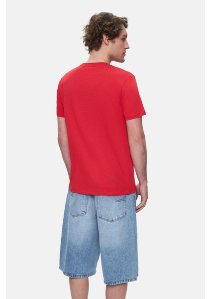 Tomlınson Kırmızı Bisiklet Yaka Baskılı Standard Fit Erkek Tshirt modelleri