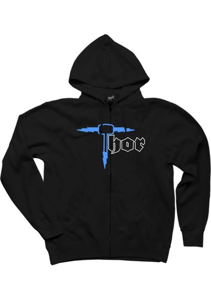 Thor Stormbreaker Siyah Fermuarlı Kapşonlu Sweatshirt
