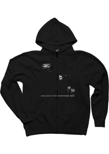 Darkthrone A Blaze In The Northern Sky Siyah Fermuarlı Kapşonlu Sweatshirt