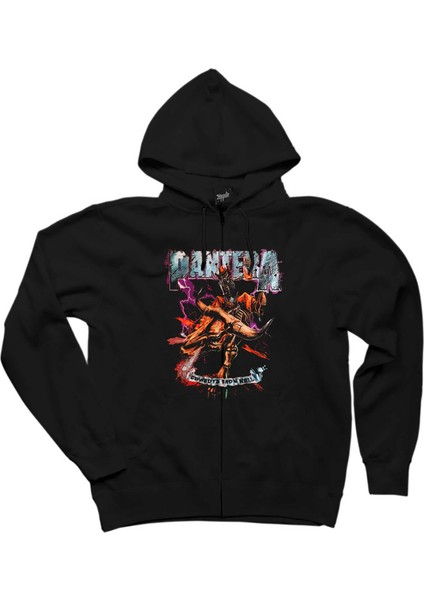 Pantera Cowboys From Hell Siyah Fermuarlı Kapşonlu Sweatshirt