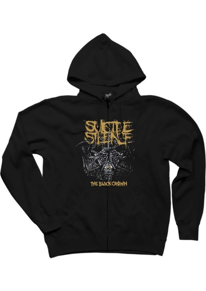 Suicide Silence The Black Crown Siyah Fermuarlı Kapşonlu Sweatshirt