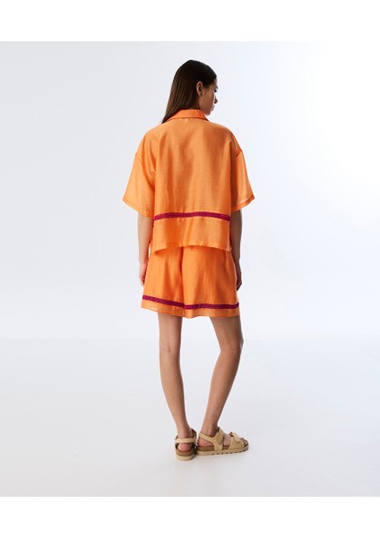 Kontrast Şeritli Nakışlı Gömlek TS1250025156127 fırsatları