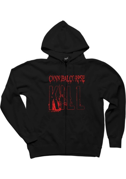 Cannibal Corpse Kill Siyah Fermuarlı Kapşonlu Sweatshirt