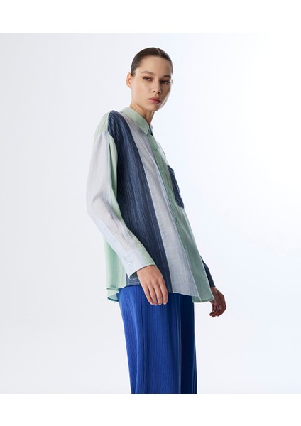 Dokulu Colorblock Gömlek TS1250025222089