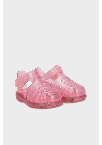 Tobby Gloss Glıtter Kaymayı Önleyen Flex Foam Cırtlı Şeffaf Sandalet Kız Çocuk Sandalet S10308