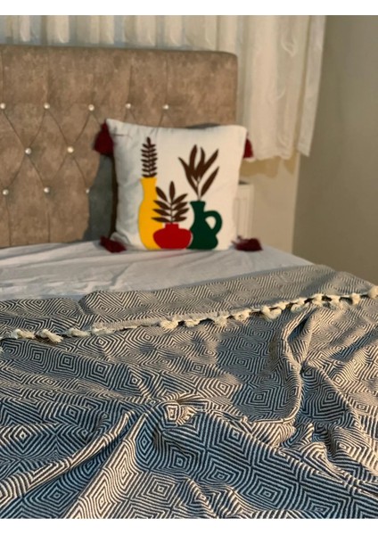 El Bağlamalı Pamuk Şaşırtma Desen 220 x 240 Çift Kişilik Pike Çok Amaçlı Yatak Örtüsü