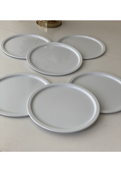 Dekoratif Beyaz Renk 6 Lı Servis ve Sunum Tepsisi Düz Parlak Model