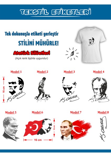 Ütü ile Yapışan Kıyafet Etiketi Atatürk Silüeti 1 Adet