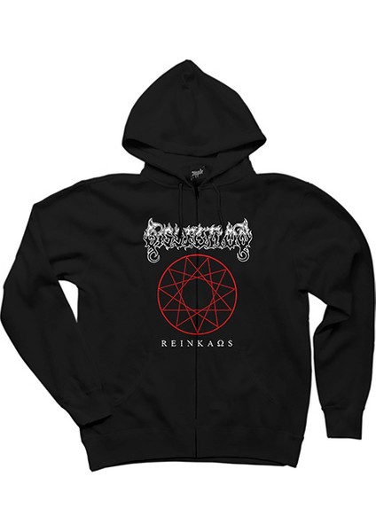 Dissection Reinkaos Siyah Fermuarlı Kapşonlu Sweatshirt