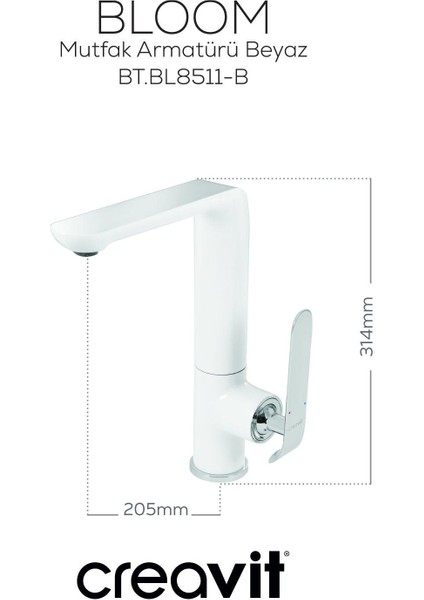 Bloom Mutfak Armatürü Beyaz fiyatları