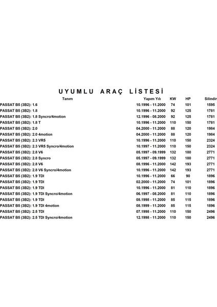 Bita Autoparts Passat B5 Bagaj Amortisörü 1996 2000 - 2 Adet 28CM 520NM fiyatları