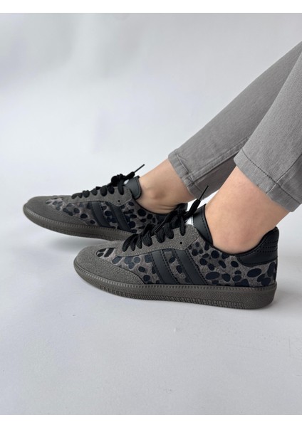 AYK-1014 Füme Leopar Smb Şeritli Sneaker