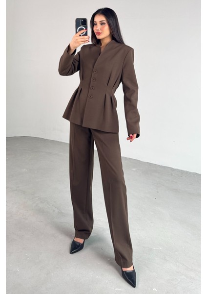 TKM-03708 Mürdüm Pensli Düğmeli Ceket Pantolon Casual Takım modelleri