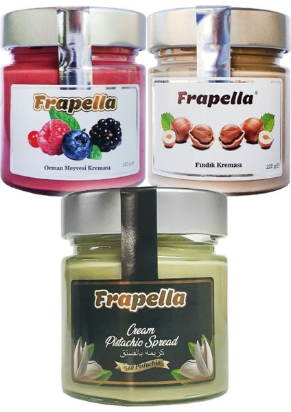 %60 Antepfıstık Kreması, Fındık Kreması,orman Meyvesi Kreması 3 Adet x 220 Gr.