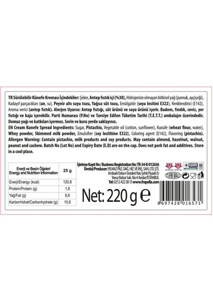 Künefe Kreması 220 gr
