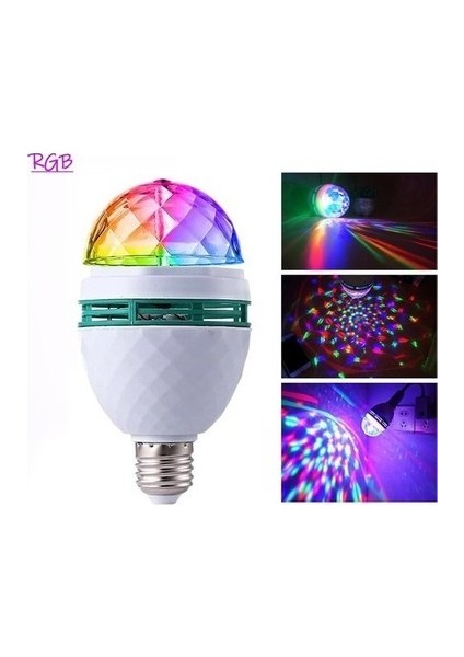 Rgb Renkli LED Döner Başlıklı Disko Topu Ampul 3W Priz Duy Dahil E27 Düğün Dernek Eğlence Dans Disko Show Için Flaş 0801
