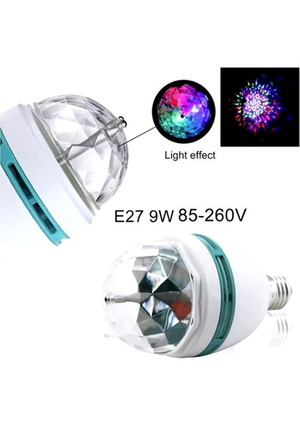 Rgb Renkli LED Döner Başlıklı Disko Topu Ampul 3W Priz Duy Dahil E27 Düğün Dernek Eğlence Dans Disko Show Için Flaş 0801