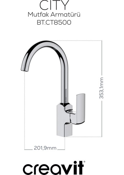 City Mutfak Armatürü Krom fiyatları