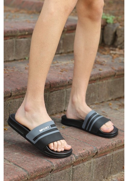 Unısex Füme Siyah Kaymaz Rahat Taban Deniz Plaj Havuz Banyo Günlük Terlik MIAMI-0850