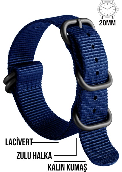 20MM Fossil-Welder-Casio-Seiko-Omega-Armani Saat Uyumlu Zulu Nato Tekstil Saat Kordonu ZULU-20MM