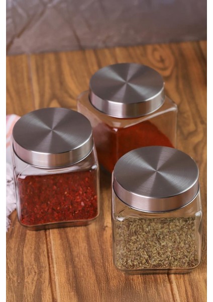Metal Kapaklı 3'lü Borosilikat Cam Kavanoz Baharatlık 570 ml fırsatları